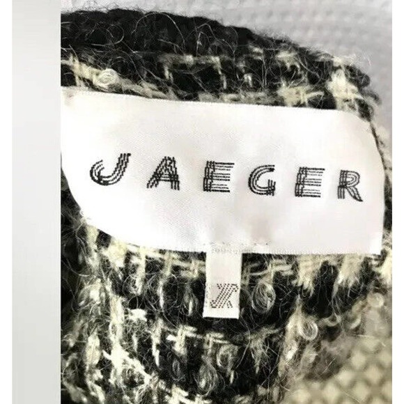 Womens JAEGER Black & Cream Mohair Cardigan Coat Jacket Size Large - Picture 5 of 7